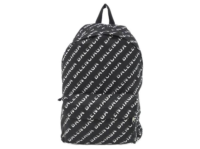 Balenciaga Wheel Nylon-Rucksack Schwarz Weiß