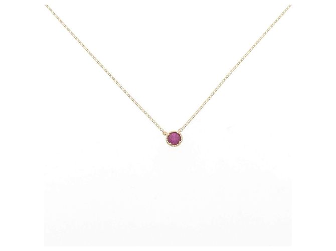 Autre Marque Au750 Ruby Necklace Golden
