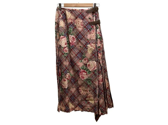 Autre Marque Falda plisada de cuadros con estampado Flower Wonderful World Rosa