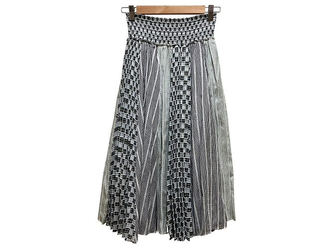 Autre Marque Falda de patchwork de algodón VIVIENNE TAM Castaño Negro Blanco