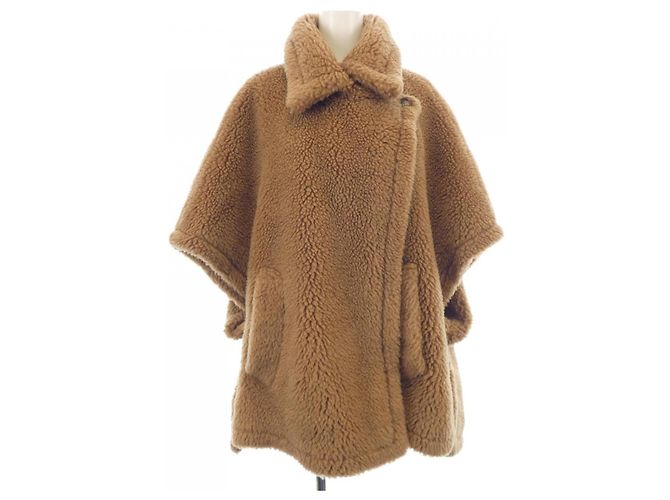 Max Mara TEBE Teddy Bear Camel Silk Cape Braun
