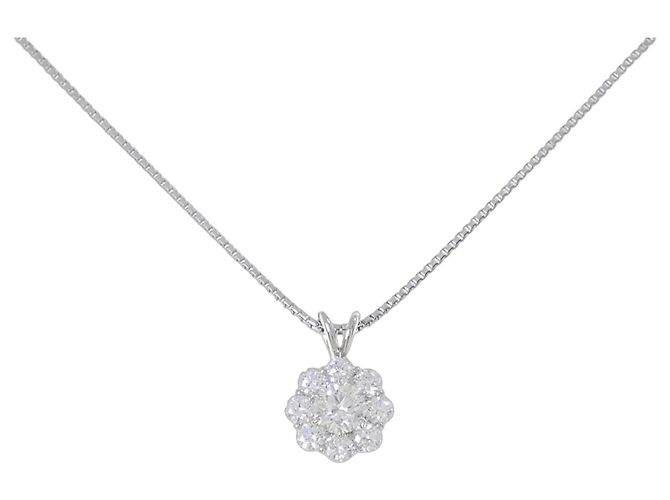 Autre Marque Royal Asscher Platin-Diamant-Halskette Silber