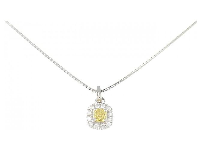 Autre Marque Platin-Diamant-Halskette Silber