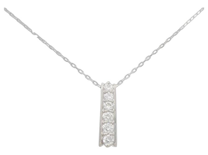 Autre Marque Diamantenhalskette PT900 PT850 Silber