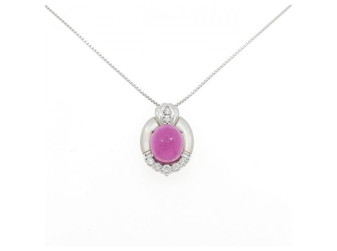 Autre Marque Collar de Pt900 Pt850 Turmalina Diamante Nácar Multicolor