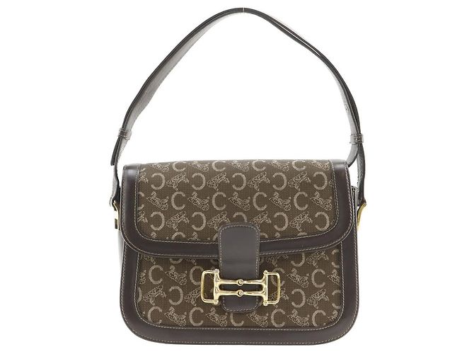 Céline Sac à main Celine Vintage Canvas Calf Marron