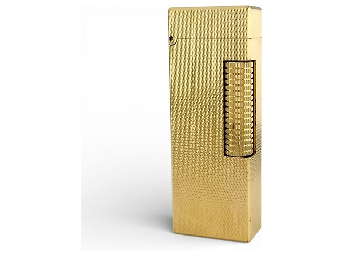 Alfred Dunhill Dunhill Square Diamond Head Lighter Smoking Accessory Golden