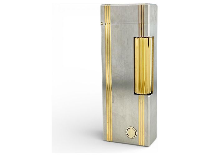 Alfred Dunhill Dunhill Square Stripe Lighter Gas Smoking Device Silvery