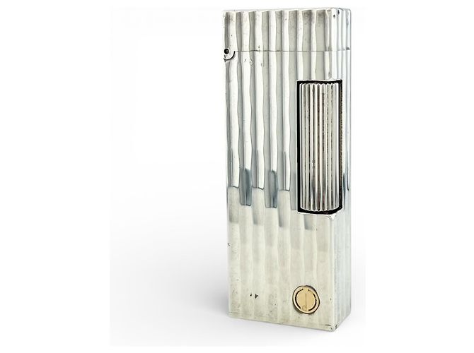 Alfred Dunhill Dunhill Square Line Pattern Lighter Smoking Accessory Silvery
