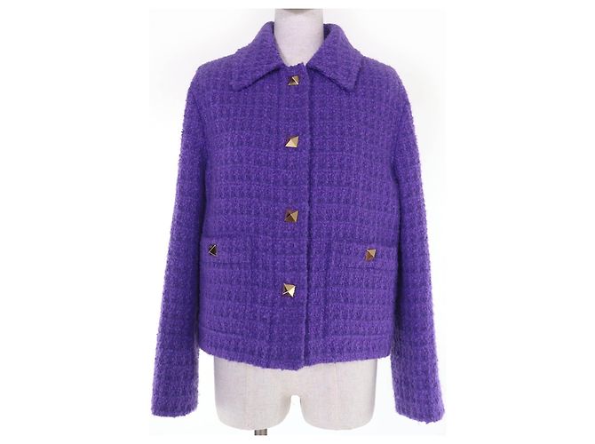 Chaqueta de algodón Valentino Roman Stud Púrpura