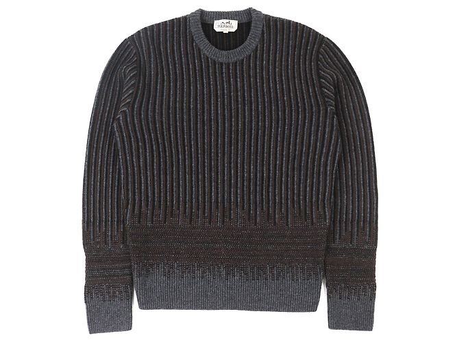 Camisola de malha em lã e cashmere Hermès M Marrom Preto