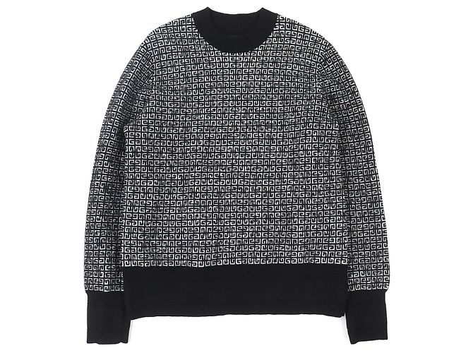 Pull en laine Givenchy logo 4G Noir Blanc