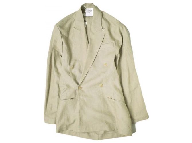 Autre Marque Hed Mayner FALLING BACK DOUBLE BREASTED JACKET Leinenjacke Beige