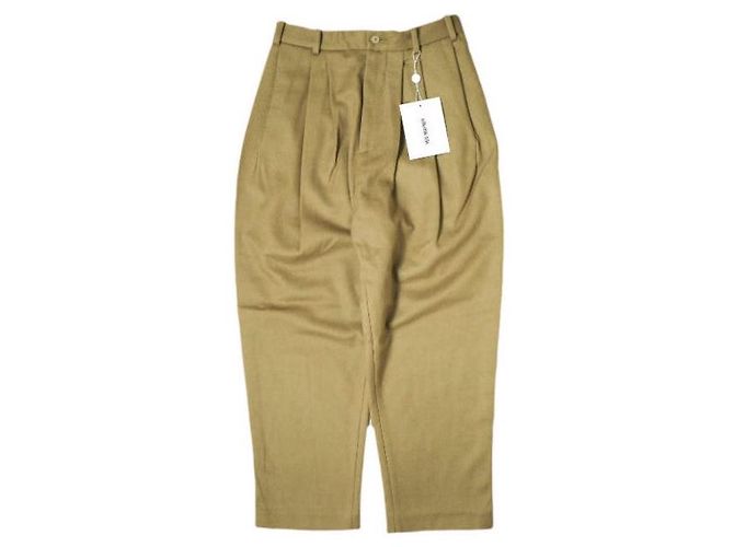 Autre Marque Hed Mayner WOOL 6 PLEAT PANTS Pantaloni in lana Beige Cammello