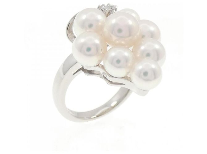 Autre Marque Anello Pola in platino e perla Akoya
