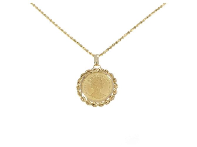 Autre Marque Colar de Moeda Au750 Dourado