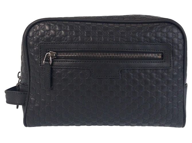 Gucci Microguccissima Leder-Clutch Schwarz