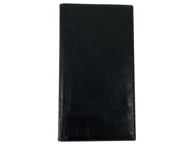 Burberrys Lizard Long Wallet Black