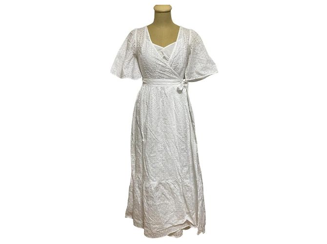 Autre Marque Vestido de encaje de algodón OBLI Blanco