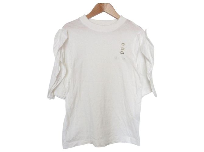 Autre Marque TOGA Eyelet Frill Sleeve Pullover White