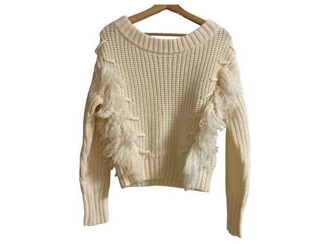 Autre Marque SLOBE IENA Cropped-Pullover aus Strick mit Fransen Weiß