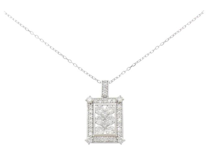 Autre Marque Platin 950 Diamantenhalskette Silber