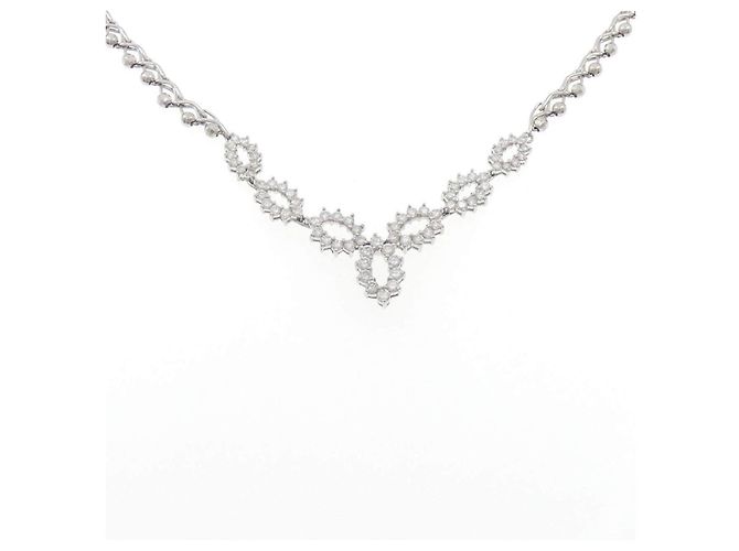 Autre Marque Diamantenhalskette PT900 PT850 Silber