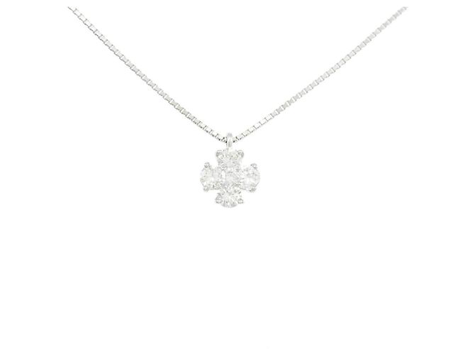 Autre Marque Platin-Diamant-Halskette Silber