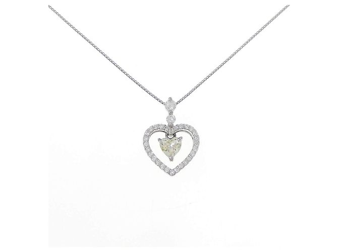 Autre Marque Collana Cuore in Platino e Diamanti Argento