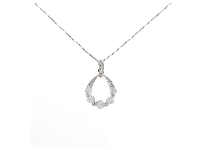 Autre Marque Platin-Diamant-Halskette Silber