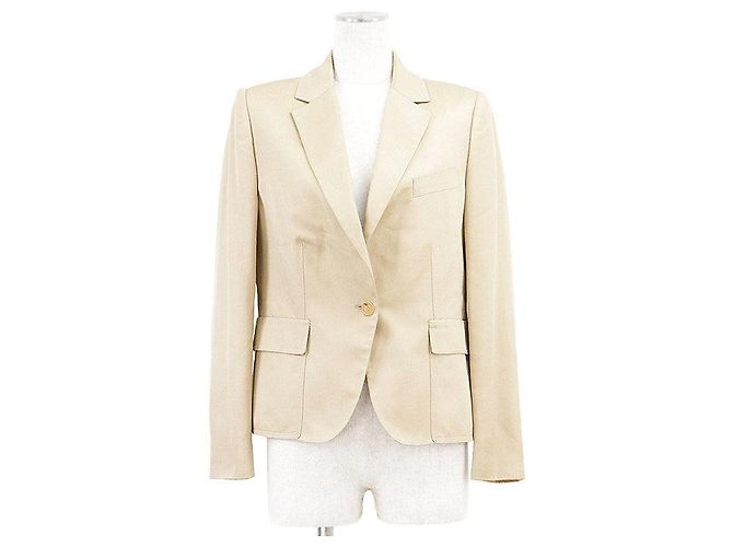 Gucci High Density Twill Silk Tailored Jacket Beige