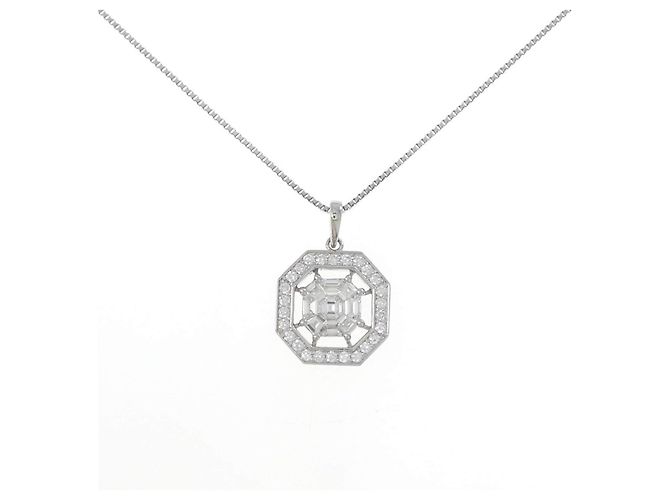 Autre Marque Collar de diamantes PT900 PT850 Plata
