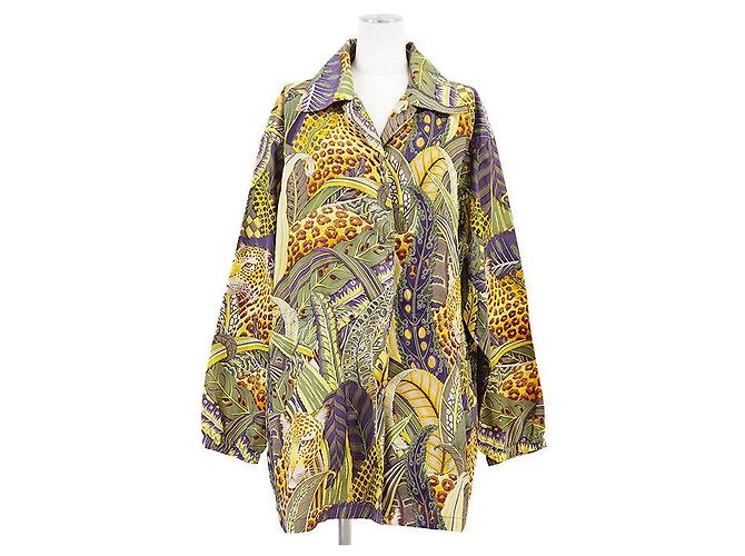 Impermeable Salvatore Ferragamo Leopard Botanical 100% Polyester Multicolor
