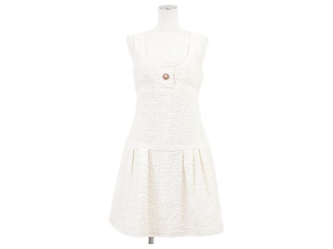 Vestido de Tweed Chanel Coco Cuba Blanco Blanco roto