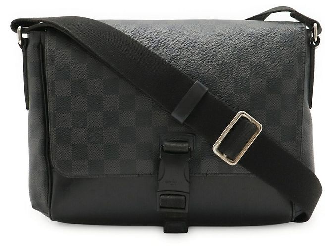 Bolsa de Ombro Louis Vuitton Messenger PM Damier Graphite Preto Cinza