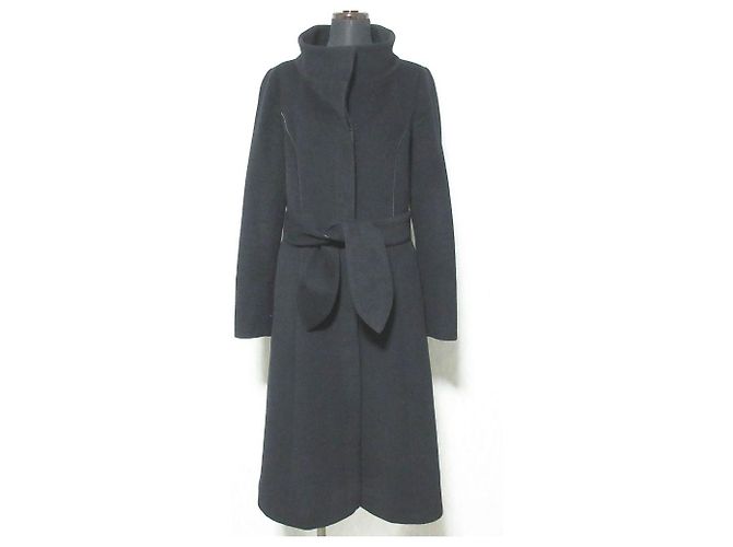 Autre Marque Vanilla Confusion Angora-Mantel mit Gürtel Schwarz