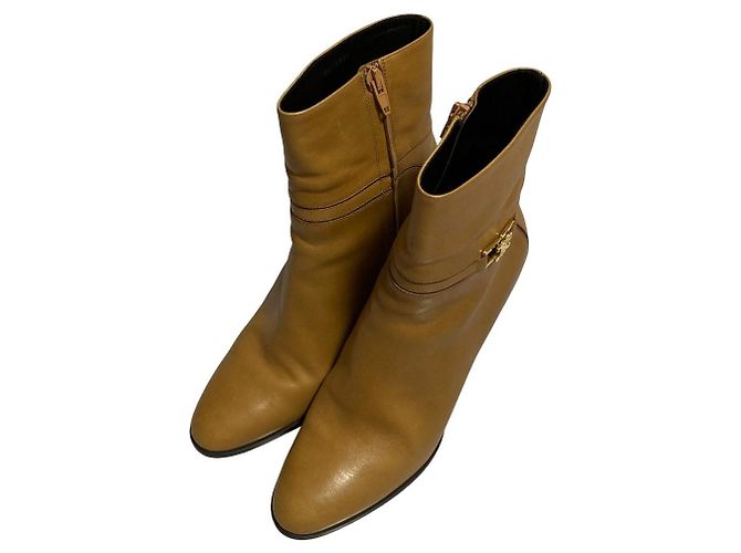 Céline Celine Claude Triomphe Leather Ankle Boots Brown