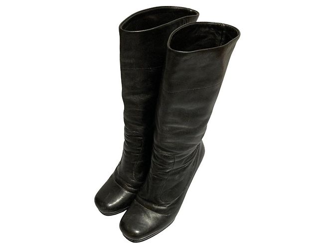 Bottines courtes en cuir Miu Miu Noir