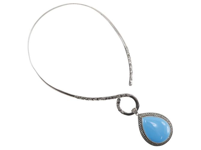 Autre Marque Choker in Argento 925 e Turchese