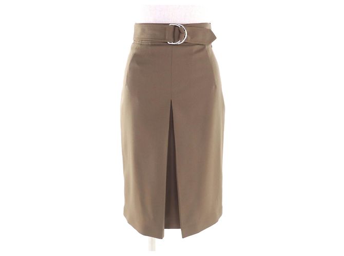 Saia justa de lã Hermès 34 Marrom