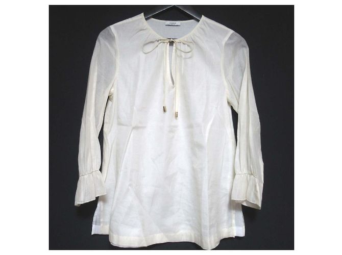Autre Marque Blusa pullover em chiffon Peserico Monile Bege Cru