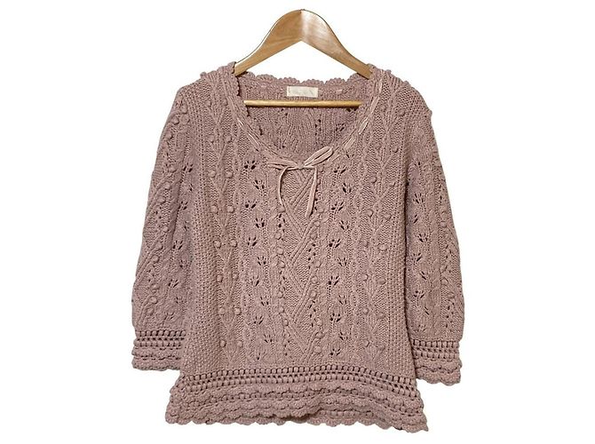 Autre Marque Ingeborg Ribbon Zopfstrickpullover Pink