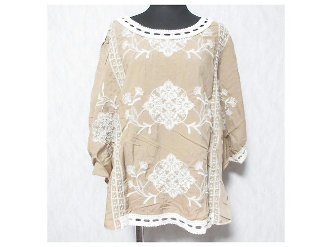 Autre Marque Pullover a maniche dolman ricamato MELROSE Beige