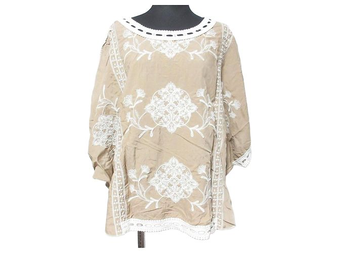 Autre Marque Pull à manches dolman brodé MELROSE Beige
