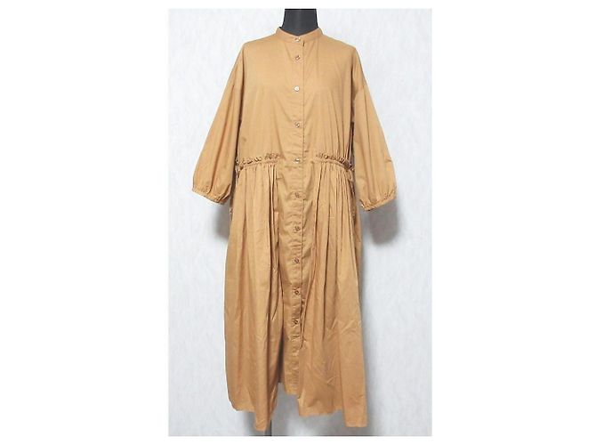 Autre Marque Ray Beams Gather Kleid Braun