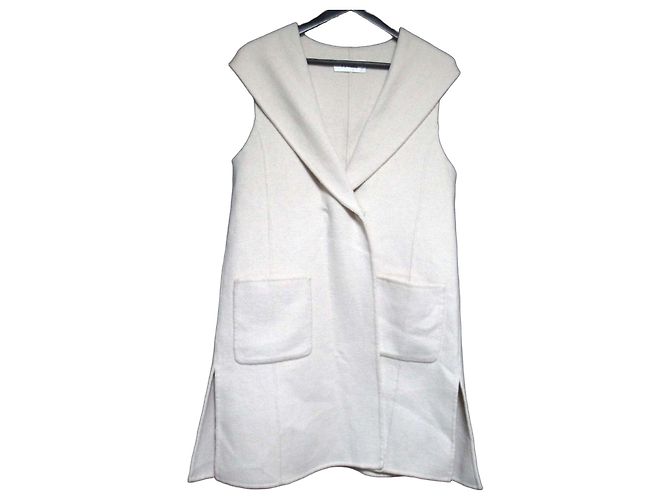Autre Marque Colete longo com capuz PINORE Branco Cru