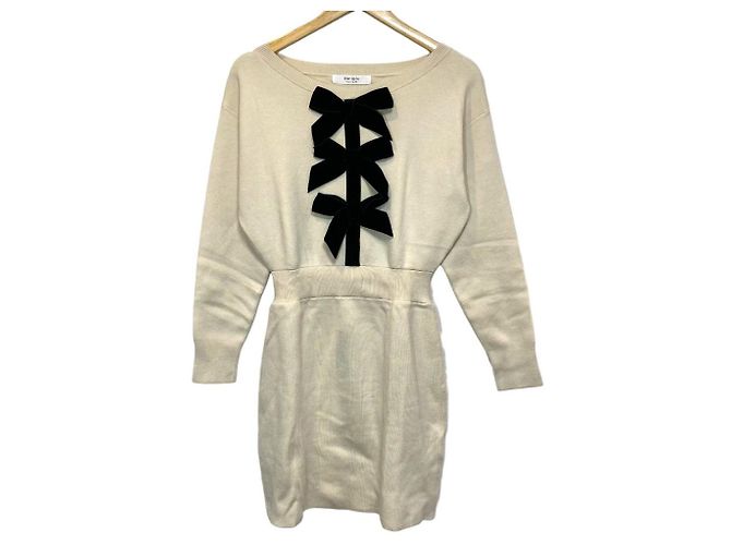 Autre Marque Vestido Mini de Punto Herlipto Simone Blanco Crudo