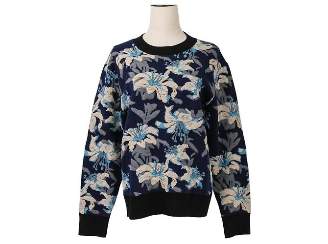 Autre Marque Dries Van Noten Jacquard-Strickpullover Blau Marineblau