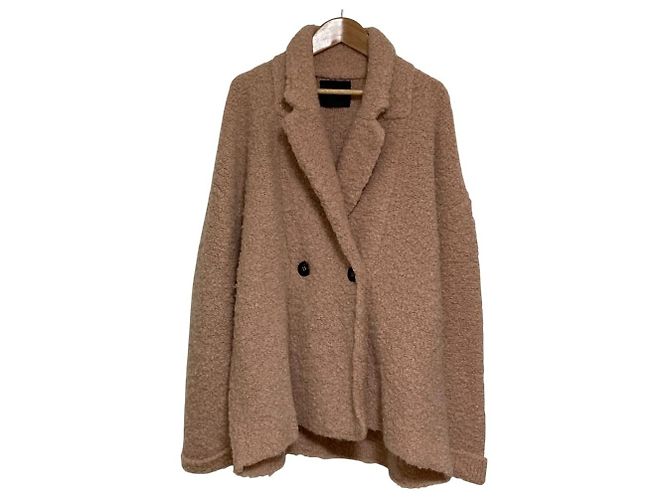 Autre Marque Roberto Collina Alpaca Blend Boucle Double Jacket Coat Pink
