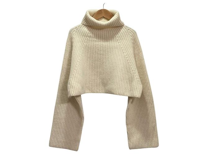 Autre Marque GALLARDAGALANTE Cashmere Blend Wool Short Turtleneck Pullover White